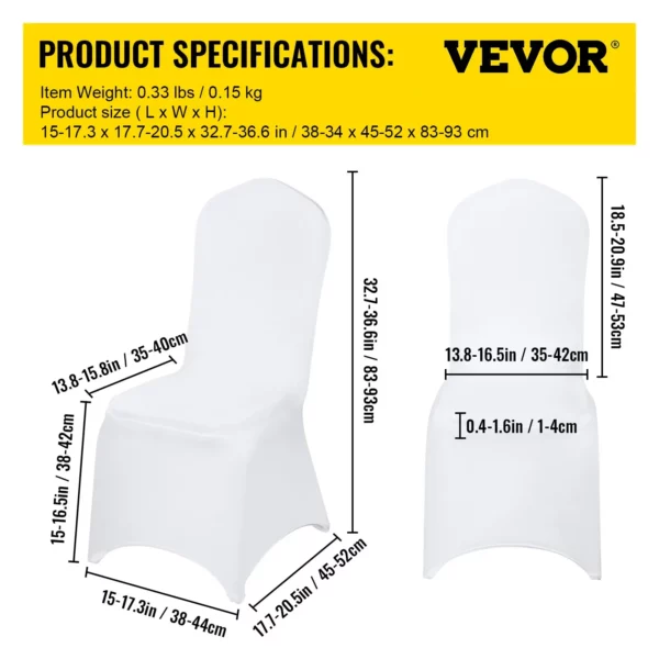 VEVOR Stretch Spandex Folding Chair Covers, Universal Fitted Chair Cover, Removable Washable Protective Slipcovers, for Wedding, Holiday, Banquet, Party, Celebration, Dining (50PCS White) - Image 6