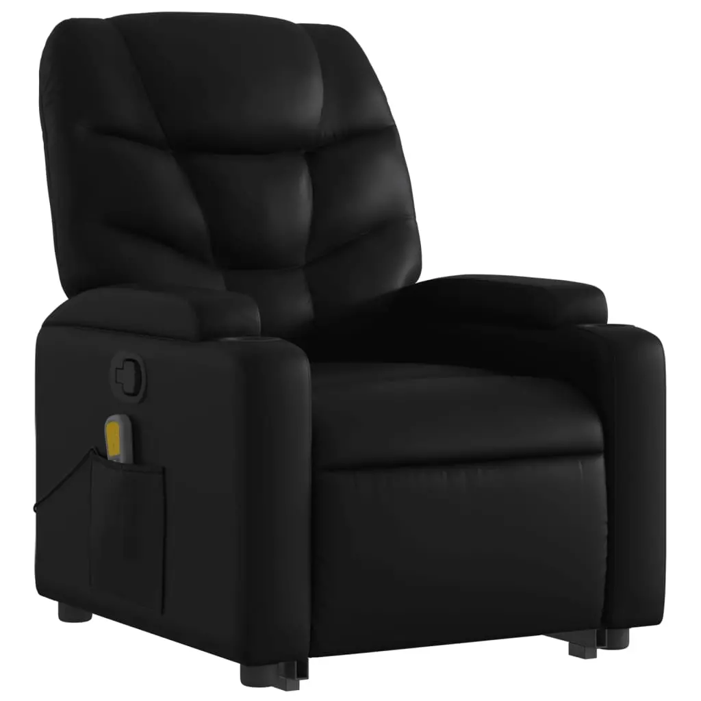 vidaXL Stand up Massage Recliner Chair Black Faux Leather - Image 2