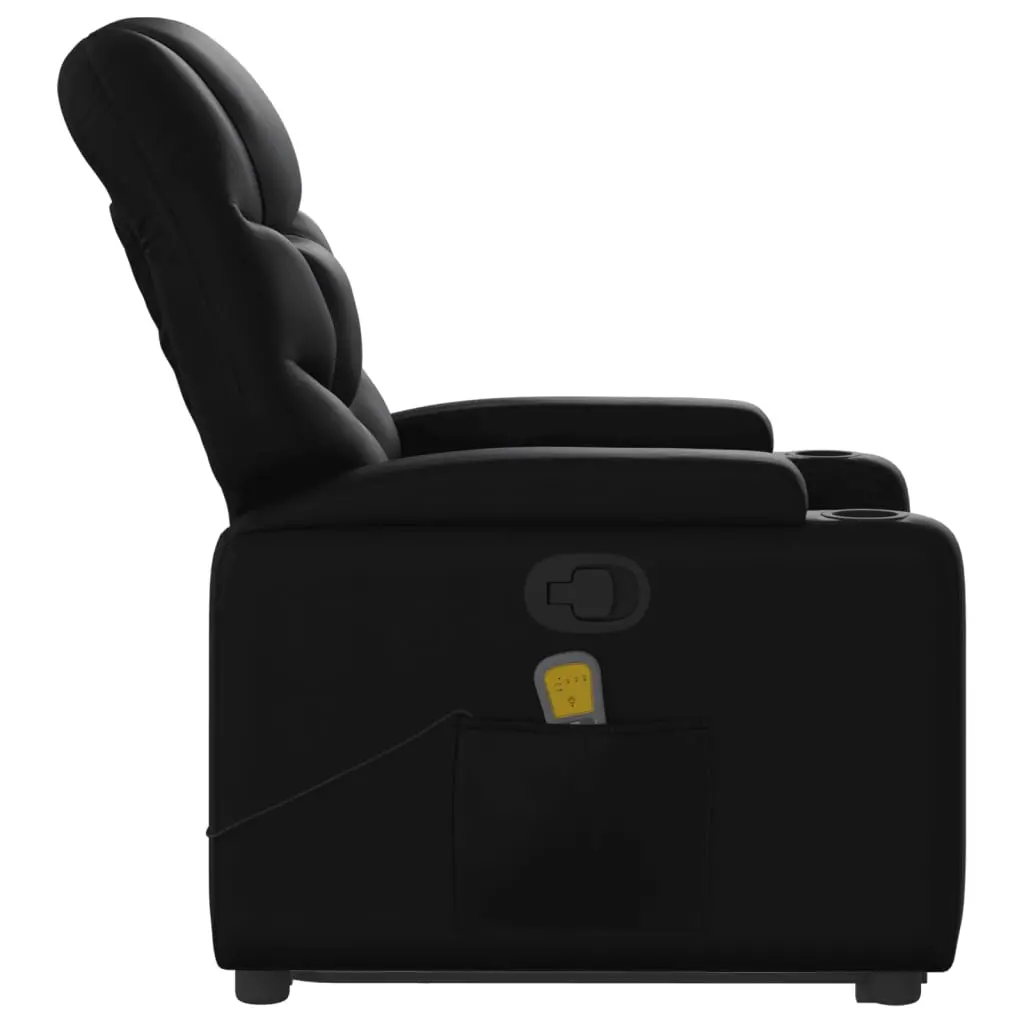 vidaXL Stand up Massage Recliner Chair Black Faux Leather - Image 8