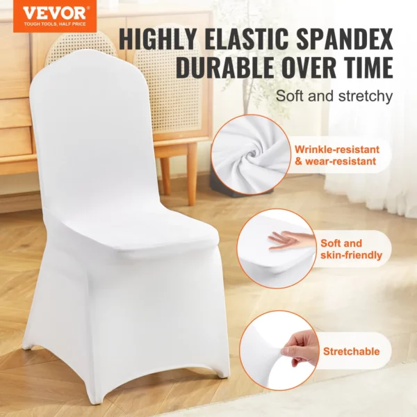 VEVOR Stretch Spandex Folding Chair Covers, Universal Fitted Chair Cover, Removable Washable Protective Slipcovers, for Wedding, Holiday, Banquet, Party, Celebration, Dining (50PCS White) - Image 11