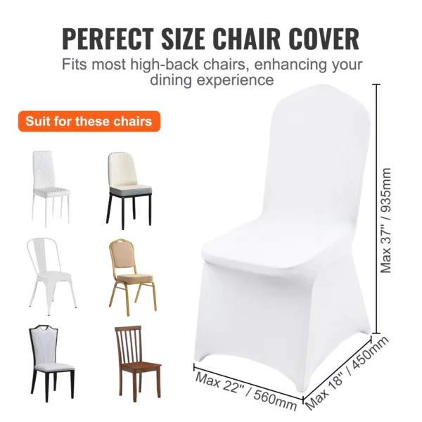 VEVOR Stretch Spandex Folding Chair Covers, Universal Fitted Chair Cover, Removable Washable Protective Slipcovers, for Wedding, Holiday, Banquet, Party, Celebration, Dining (50PCS White) - Image 12