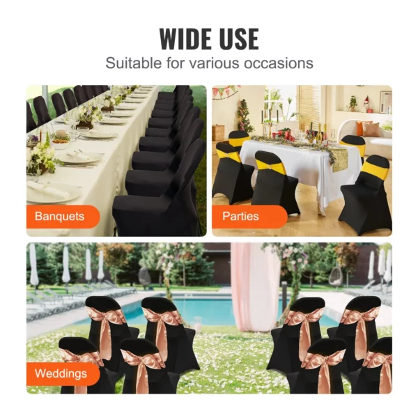 VEVOR Stretch Spandex Folding Chair Covers, Universal Fitted Chair Cover, Removable Washable Protective Slipcovers, for Wedding, Holiday, Banquet, Party, Celebration, Dining (30PCS Black) - Image 5