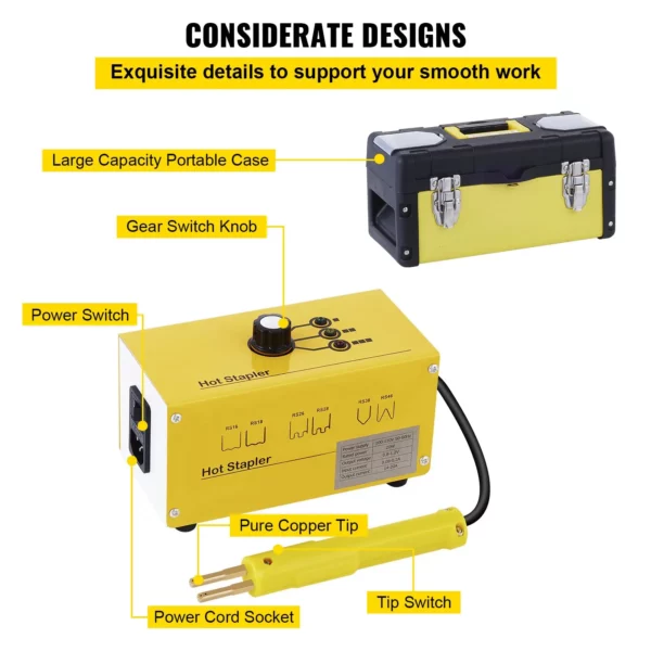 VEVOR Hot Stapler Plastic Repair Kit 600 Staples Tool Box 20W Plastic Welder Kit for Plastic Repair Thermo Repair (600 Staples) - Image 5