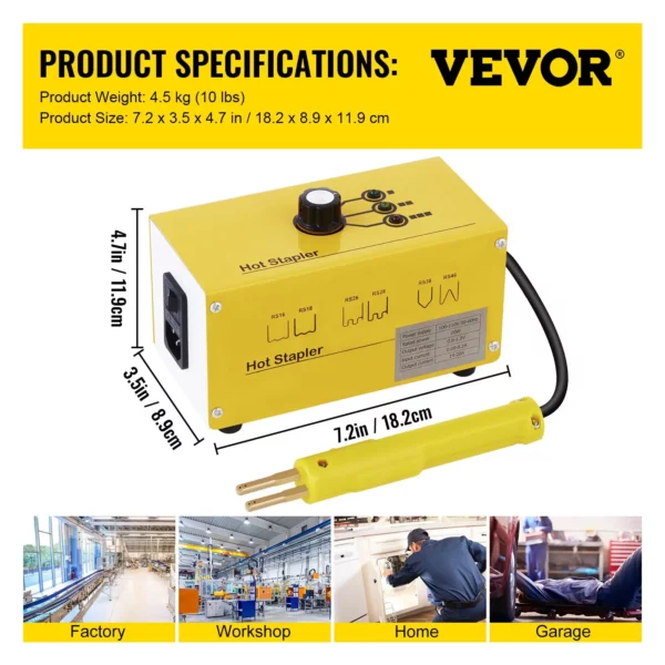 VEVOR Hot Stapler Plastic Repair Kit 600 Staples Tool Box 20W Plastic Welder Kit for Plastic Repair Thermo Repair (600 Staples) - Image 6