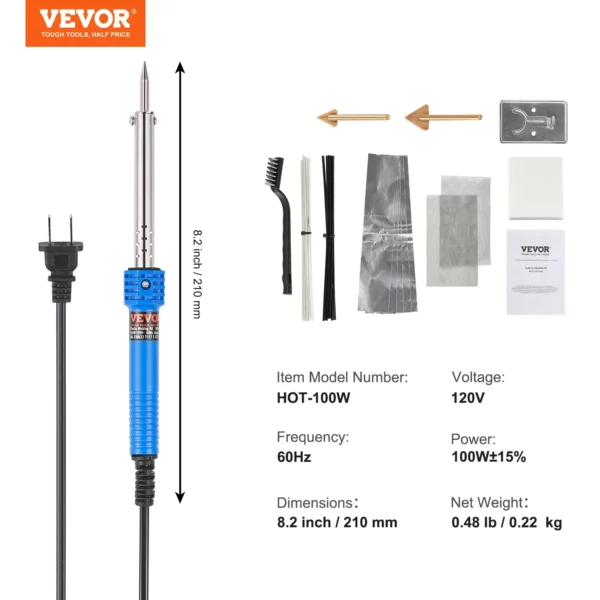 VEVOR Plastic Welding Kit, 100W Plastic Welder Soldering Iron Gun, Car Bumper Repair Kit with 2 Welding Tips, 1 Soldering Tip, 20 Plastic Welding Rods for Kayak/Toys/Plastic Crack/Electronics Repair - Image 6