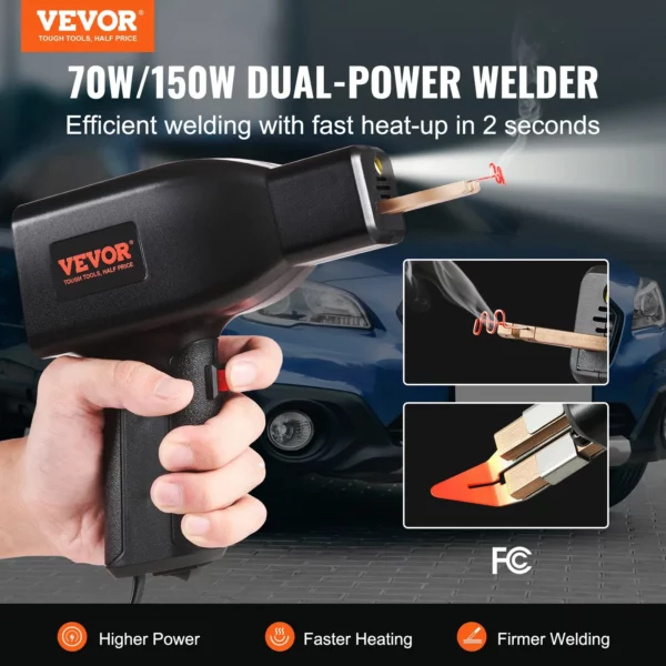 VEVOR Plastic Welding Kit, 70/150W Dual Power Hot Stapler Plastic Welding Gun, Plastic Car Bumper Repair Kit with 600PCS 6 Types Staples, 56PCS Welding Rods, Pliers for Kayak/Toys/Plastic Crack Repair