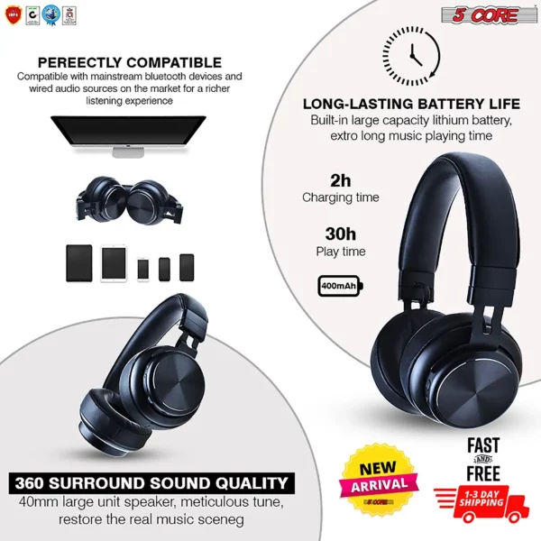 5Core Bluetooth Headphones Wireless Noise Cancelling Audifonos Inalambricos - Image 11