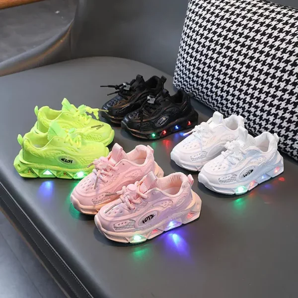 Breathable Sneakers Shoes with Multicolor LED for Children