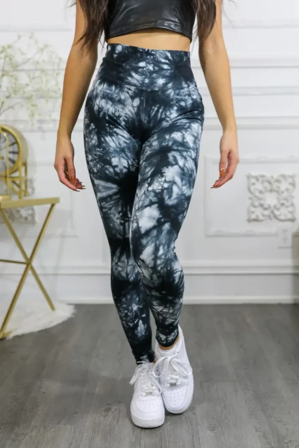 Tie Dye Wide Waistband High Quality Cotton Leggings - Image 5