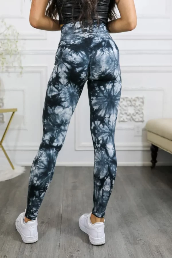 Tie Dye Wide Waistband High Quality Cotton Leggings - Image 4