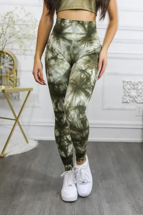 Tie Dye Wide Waistband High Quality Cotton Leggings - Image 6