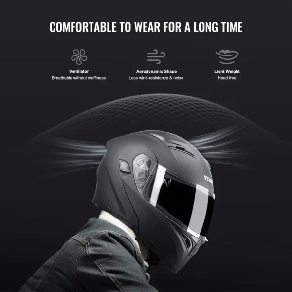 VEVOR Unmasked Motorcycle Helmet Motocross Helmet with Bluetooth Communication - Image 6