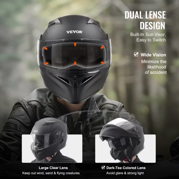 VEVOR Unmasked Motorcycle Helmet Motocross Helmet with Bluetooth Communication - Image 3