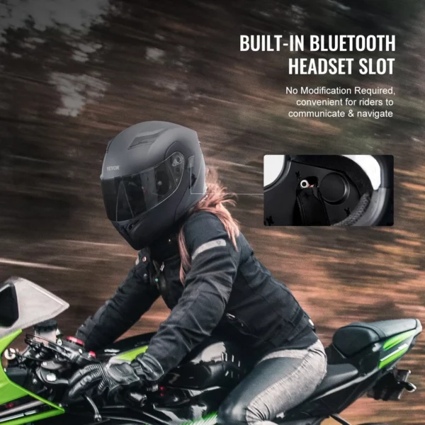 VEVOR Unmasked Motorcycle Helmet Motocross Helmet with Bluetooth Communication - Image 4