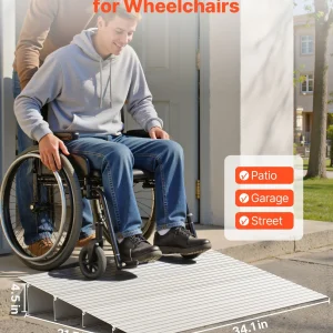 VEVOR Door Threshold Ramp, 4 inch Rise, Aluminum Alloy Threshold Ramp Rated 800 lbs Load Capacity, Handicap Ramps for Home Steps for Wheelchair, Scooters, Power Chairs, Walkers, Bicycle, Tricycle