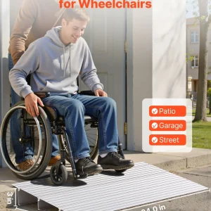 VEVOR Door Threshold Ramp, 3 inch Rise, Aluminum Alloy Threshold Ramp Rated 800 lbs Load Capacity, Handicap Ramps for Home Steps for Wheelchair, Scooters, Power Chairs, Walkers, Bicycle, Tricycle