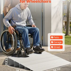 VEVOR Door Threshold Ramp, 5 inch Rise, Aluminum Alloy Threshold Ramp Rated 800 lbs Load Capacity, Handicap Ramps for Home Steps for Wheelchair, Scooters, Power Chairs, Walkers, Bicycle, Tricycle