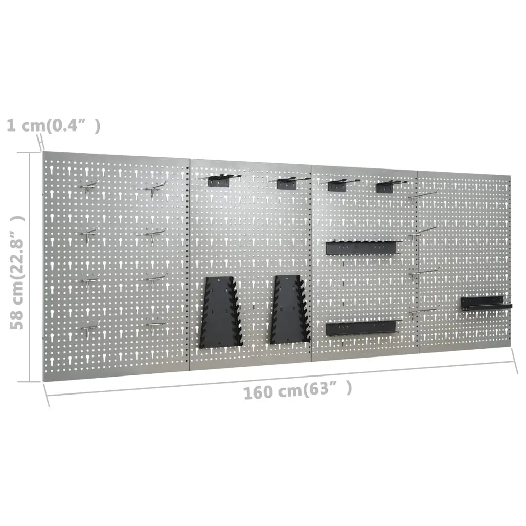vidaXL Wall-mounted Peg Boards 4 pcs 15.7"x22.8" Steel - Image 10