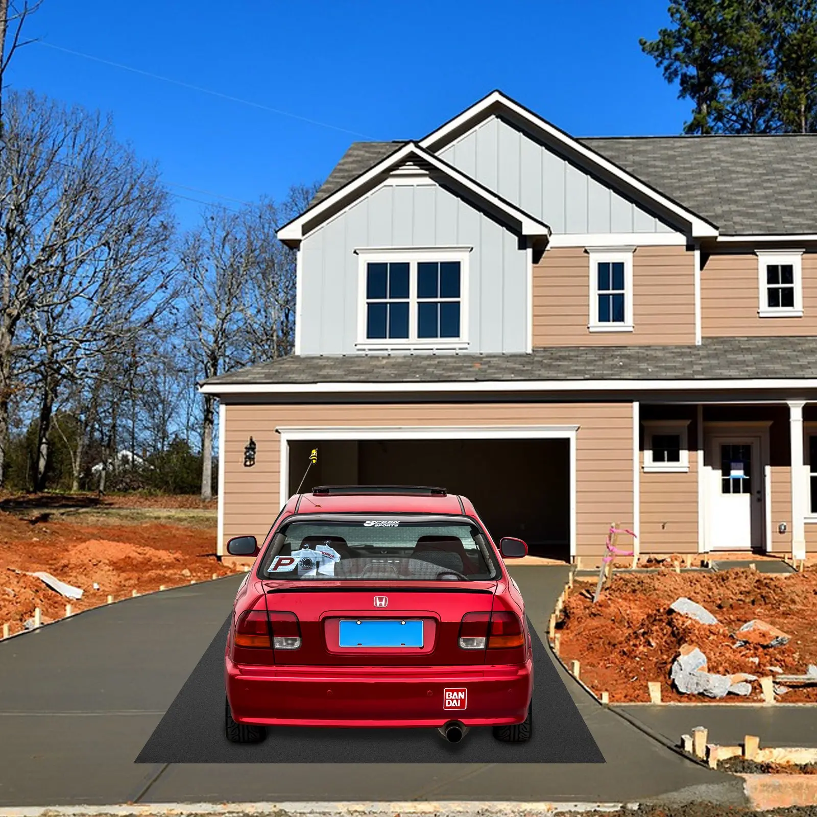 VEVOR Garage Floor Mats 2 Rolls 17 x 3.6 Ft Garage Mat 2.5mm Thickness Black Garage Flooring PVC Garage Mats for Under Car - Image 7