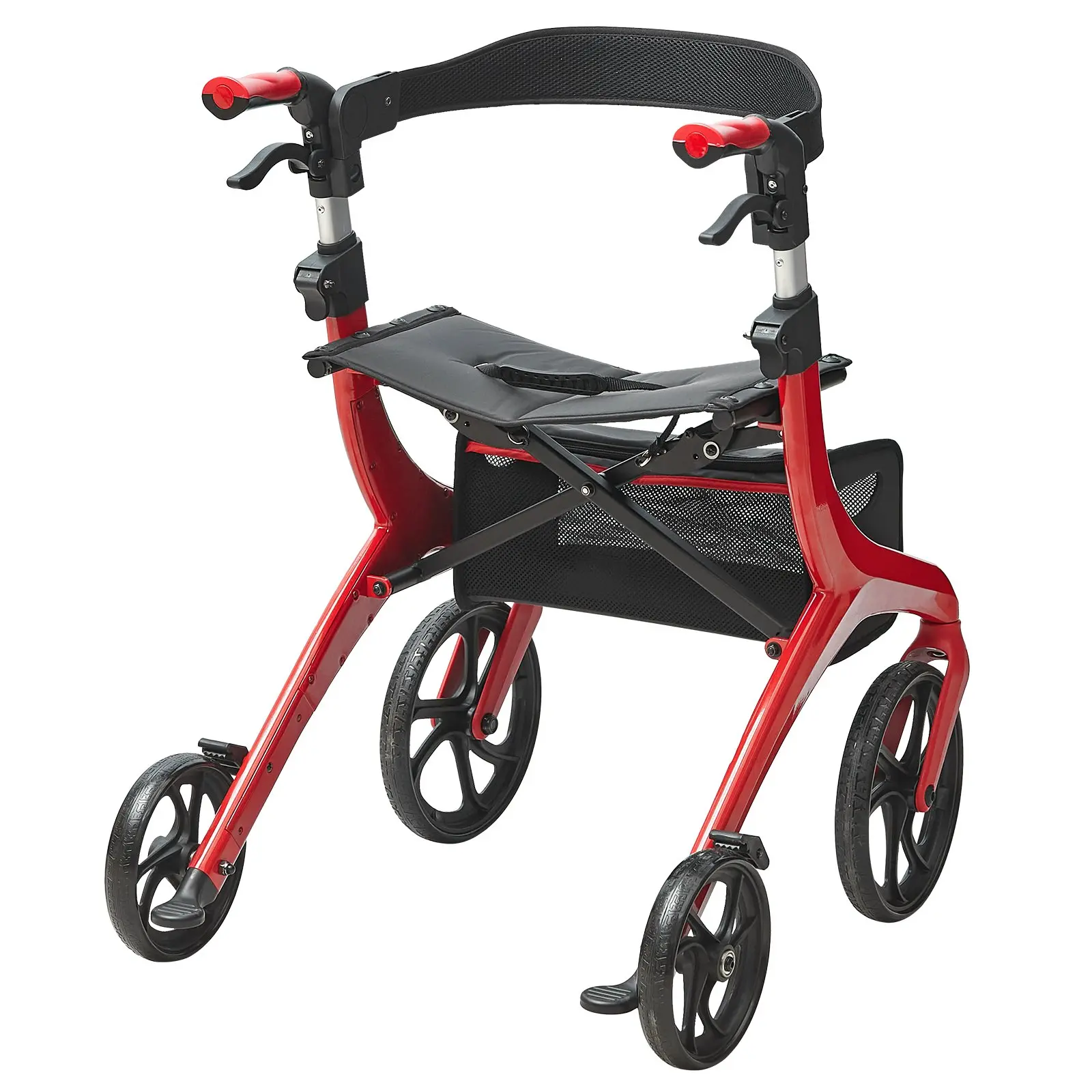 VEVOR Folding Rollator Walker for Seniors and Adults, Lightweight Aluminum Rolling Walker with Seat and Adjustable Handle, 4-Wheel Outdoor Mobility Walker with Spacious Storage Bag, 300LBS Capacity - Image 10