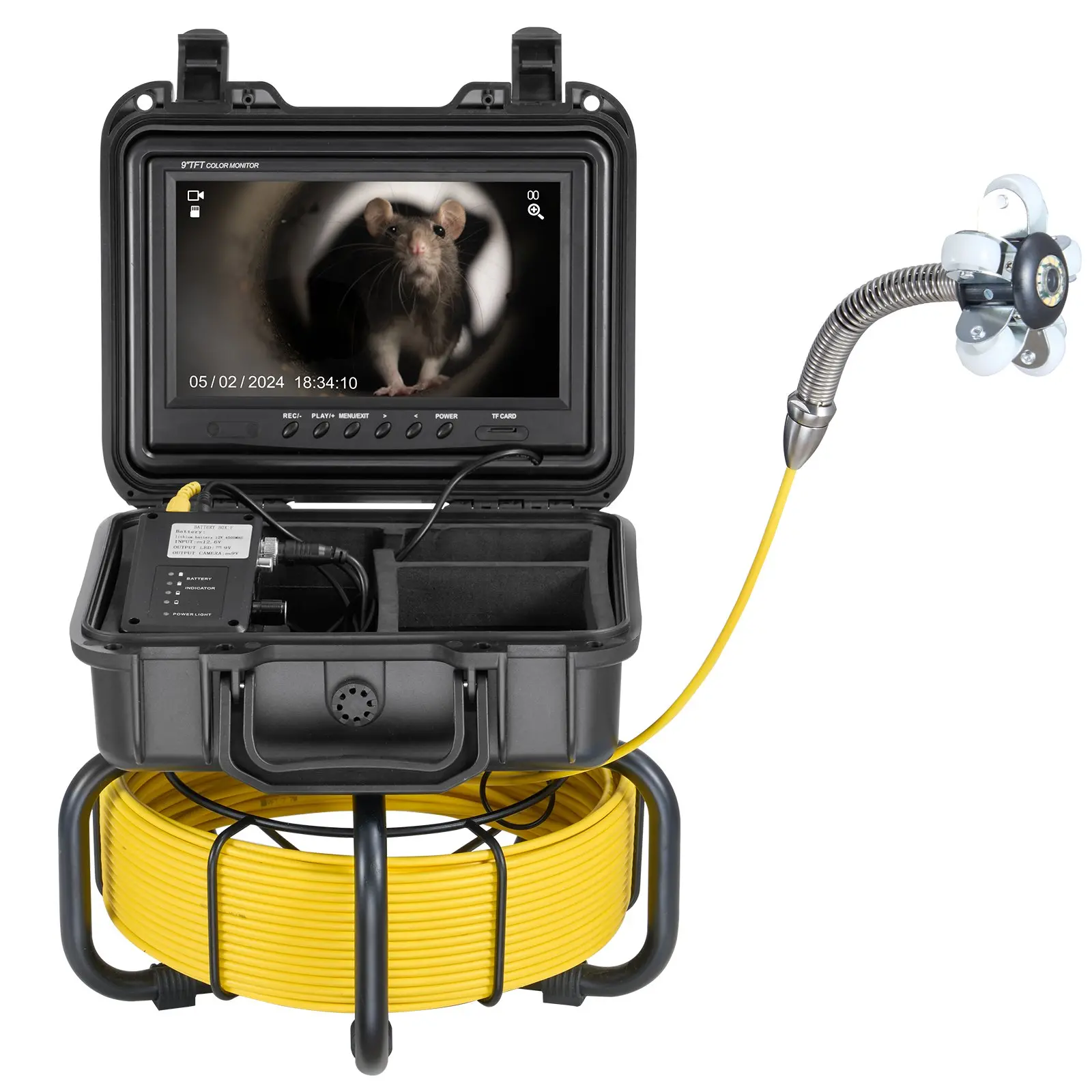VEVOR Sewer Camera, 98 ft/30m, Self-Leveling Drain Inspection Camera with 9" 1080P HD Screen, 36X Zoom, IP68 Waterproof Plumbing Camera with Lights-12 LED, 32GB Card Snake Camera for Duct Pipe - Image 9