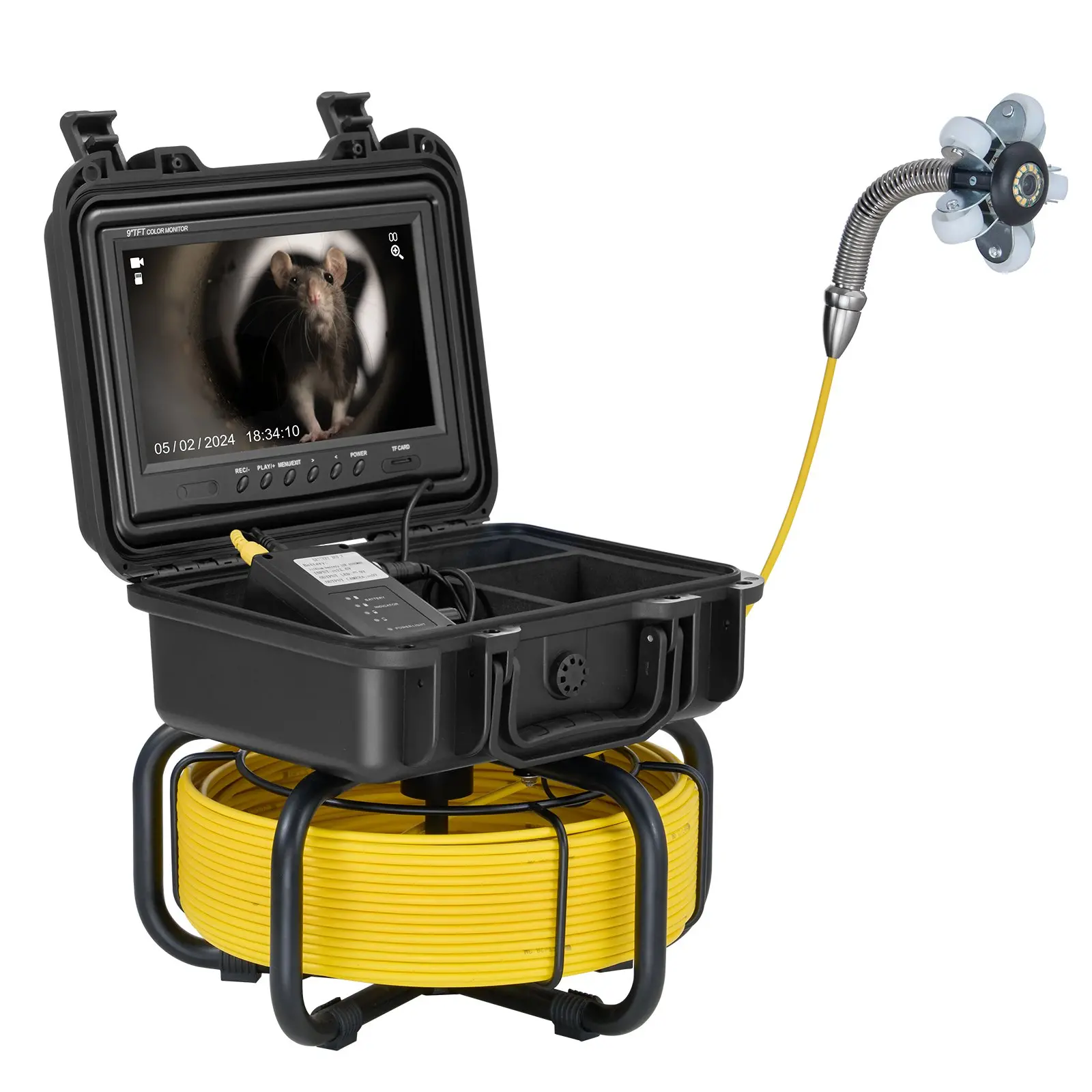 VEVOR Sewer Camera, 98 ft/30m, Self-Leveling Drain Inspection Camera with 9" 1080P HD Screen, 36X Zoom, IP68 Waterproof Plumbing Camera with Lights-12 LED, 32GB Card Snake Camera for Duct Pipe - Image 10