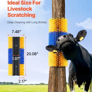 VEVOR Livestock Scratching Brush, 2 Pcs Horse Brush with 4 Screws, 20 x 7.5 in Cow Scratcher, for Back Itch Relief & Keep Cleaning, Grooming & Scratching Post Brush for Horse, Pig, Cattle Supplies
