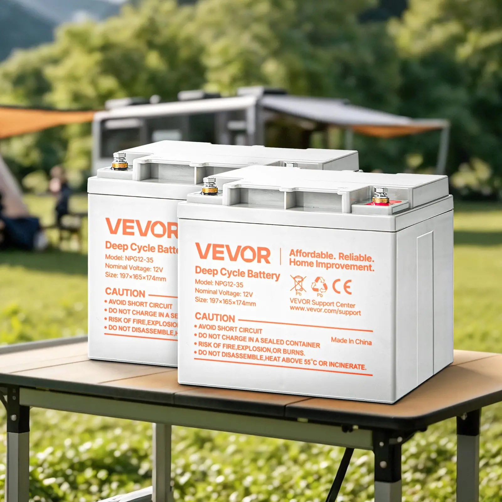 VEVOR 2 Pack 12V 35Ah Deep Cycle Battery, Sealed AGM Technology, Rechargeable Lead Acid AGM Battery, Backup Replacement for Scooters, Mobility Wheelchair, Solar System Off-Grid Home Energy Storage - Image 7