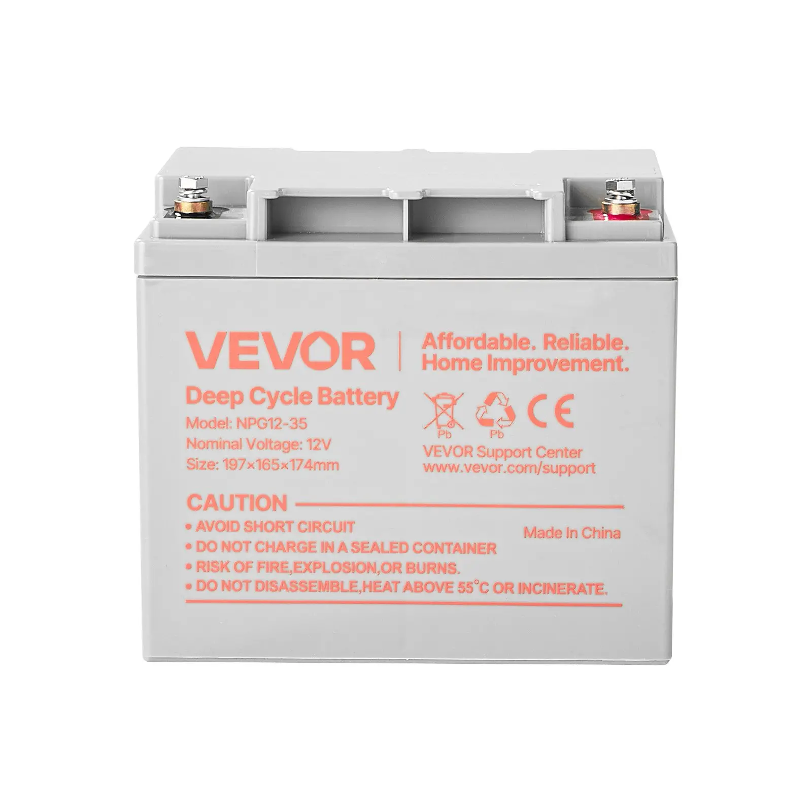 VEVOR 2 Pack 12V 35Ah Deep Cycle Battery, Sealed AGM Technology, Rechargeable Lead Acid AGM Battery, Backup Replacement for Scooters, Mobility Wheelchair, Solar System Off-Grid Home Energy Storage - Image 9