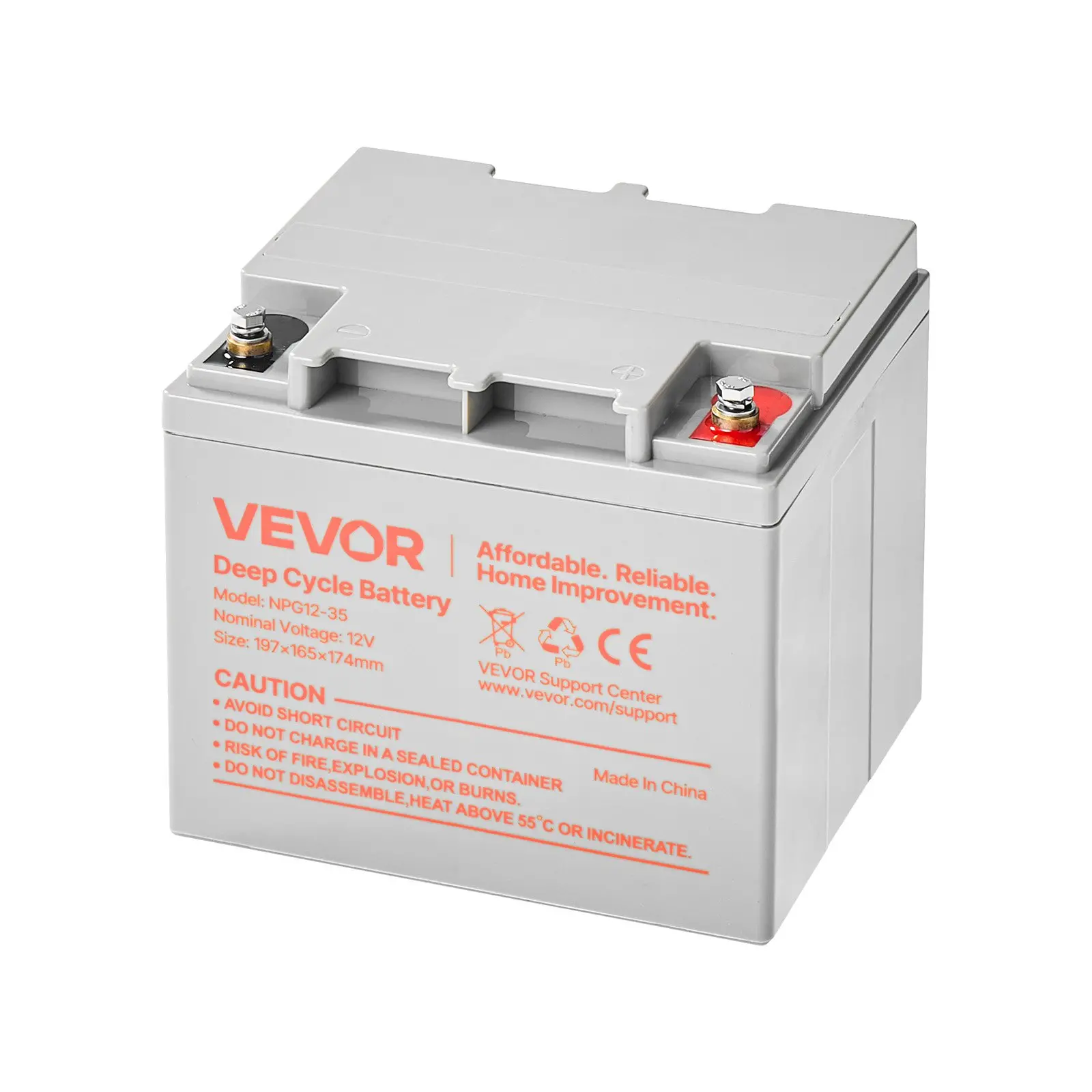 VEVOR 2 Pack 12V 35Ah Deep Cycle Battery, Sealed AGM Technology, Rechargeable Lead Acid AGM Battery, Backup Replacement for Scooters, Mobility Wheelchair, Solar System Off-Grid Home Energy Storage - Image 10